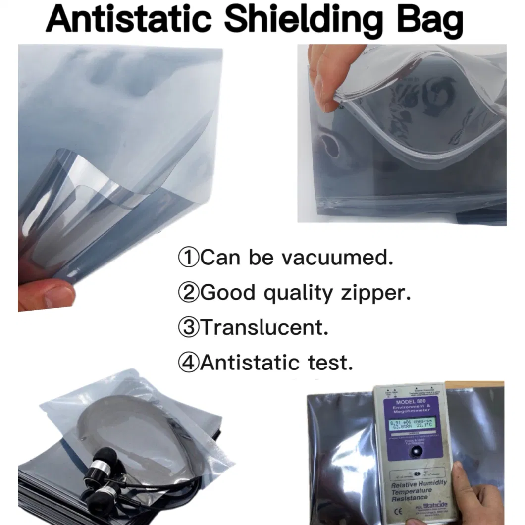 Antistatic Custom Zipper Vacuum ESD Shielding Bag Packaging Material